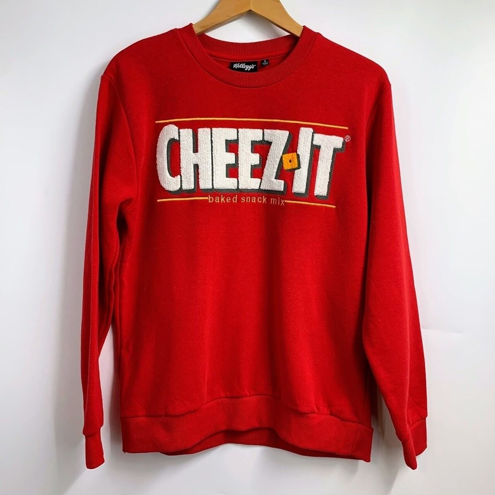 Kelloggs Adults Cheez It Snack Crackers Cotton Crew Neck Long Sleeve Size S‎